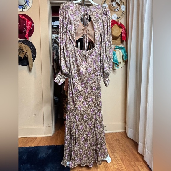For Love & Lemons Wynne Maxi Dress Size S NWT Cut Out Shimmer Coquette - Picture 3 of 13